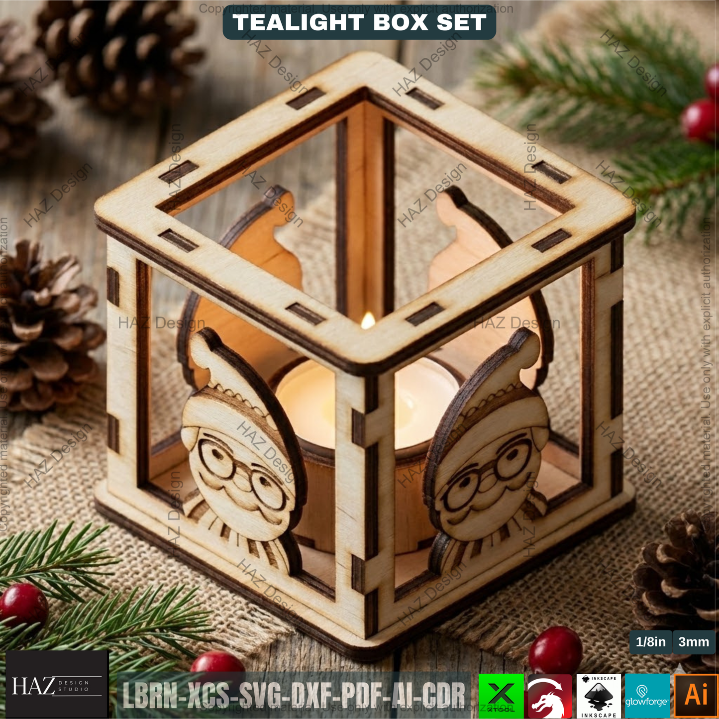 Lantern Laser Cut Plans, Wooden Candle Box Template, Christmas Table Centerpiece, Winter Home Decor 502