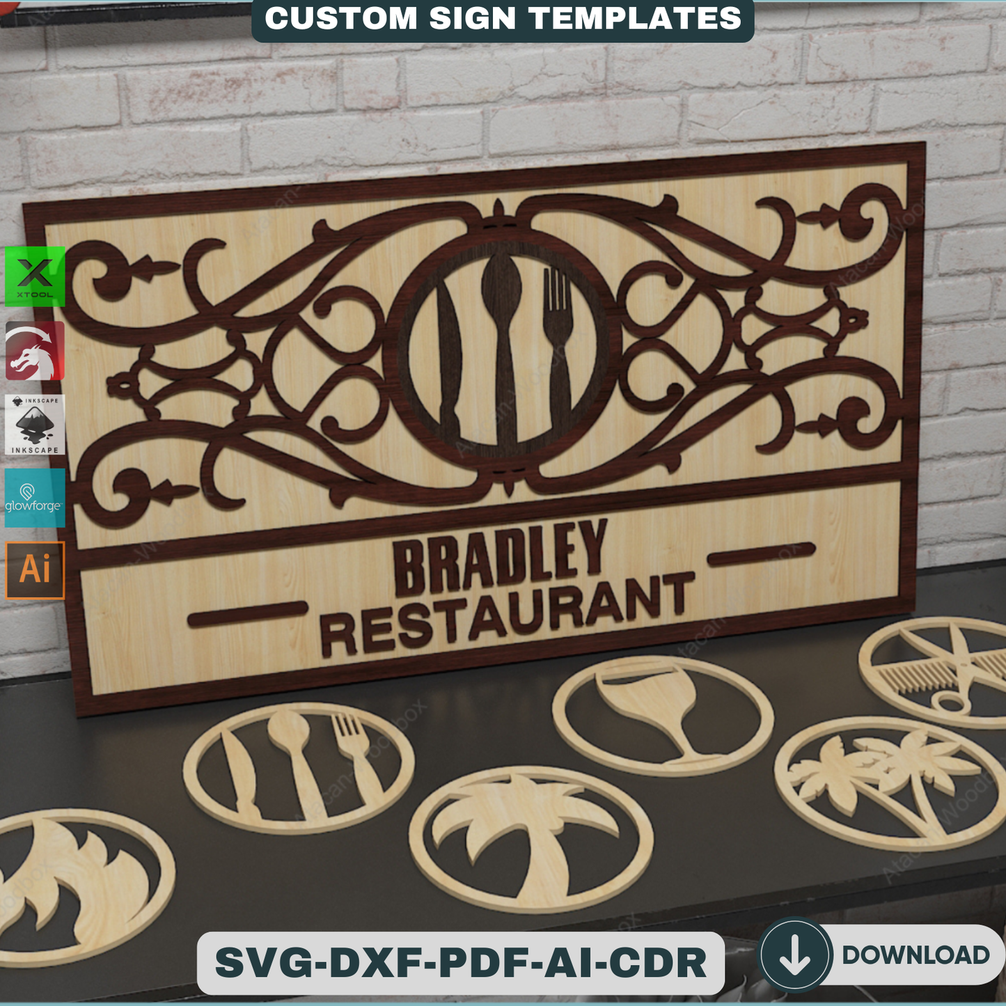 Customizable Frame Sign Board Templates for Laser Cutting | Personalize Cafe Restaurant & Home Decor Wall Art | Glowforge Xtool Ready 931