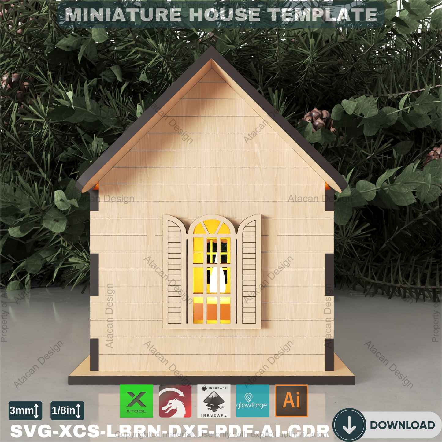 Laser Cut Mini House Plan | Build a Charming Cottage Model | Tealight Luminary Design 884