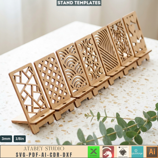 Phone Stand Template Bundle Decorative Holder Pattern Digital Cell Phone Display Plan Desk Accessory