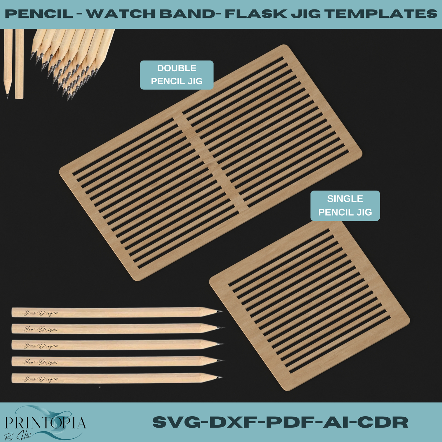 Laser Cut Jig Templates for Pencil, Watch Band, Flask - Perfect for Engraving Projects 148