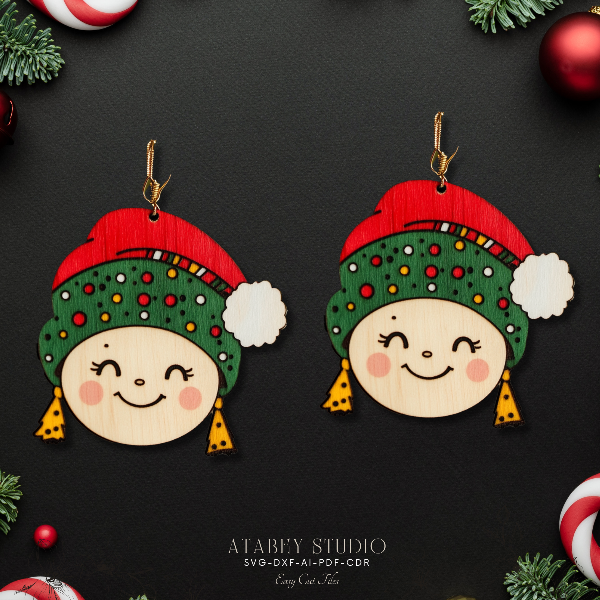 Festive Christmas Earring Bundle | Laser Cut Design for Christmas Tree, Reindeer, & Santa Earrings 876