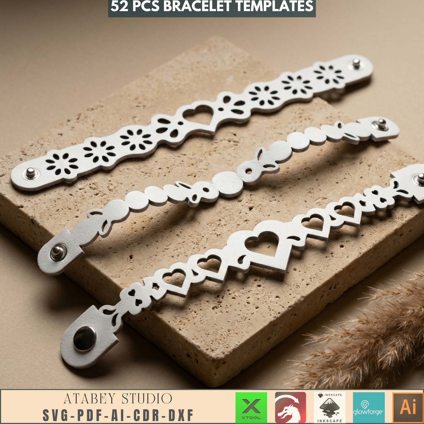 Laser Cut Bangle & Cuff SVG Pack, Creative Jewelry Making Templates, Files for Wood & Leather Crafters