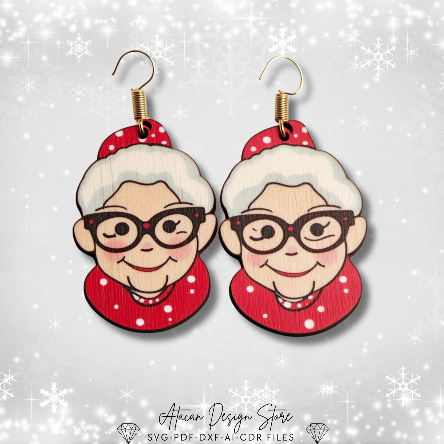 Holiday Earring Designs for Laser Cutting | Christmas-Themed Jewelry Templates 713