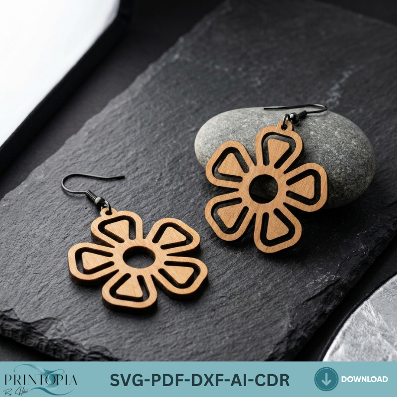 Boho Floral and Geometric Wooden Earring Patterns SVG Bundle Laser Cut Files