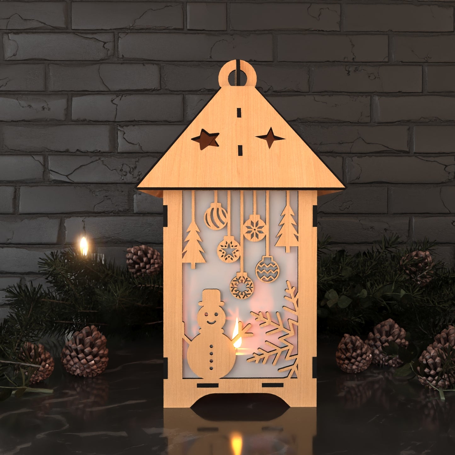 DIY Christmas Lantern - Snowman, Tree, & Snowflake Scene Night Light Design 924