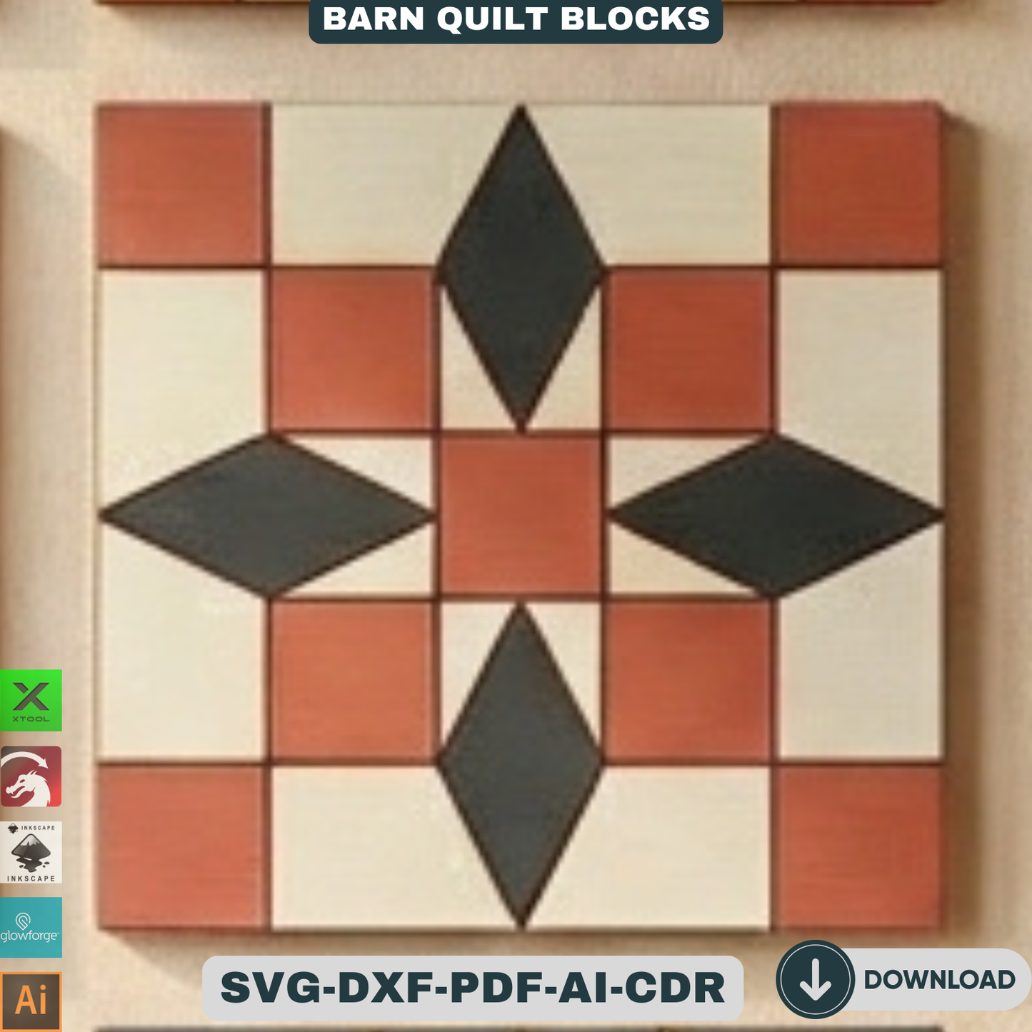 Quilt Block Patterns Laser Cut Template Modern Mosaic Wood Wall Art Farmhouse Decor DIY Patchwork Sign 936