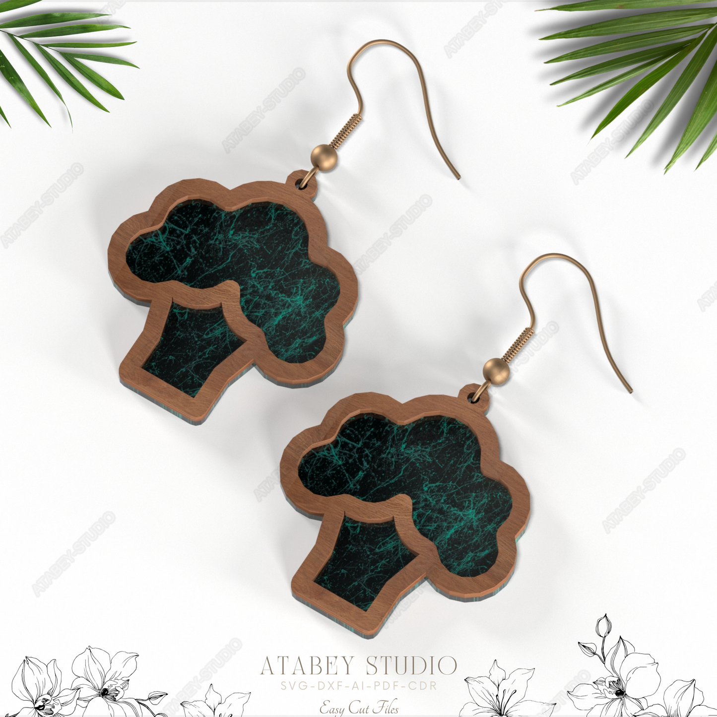 Broccoli Earrings - Cute Vegetable Jewelry Design for Laser Cutting Machines 851