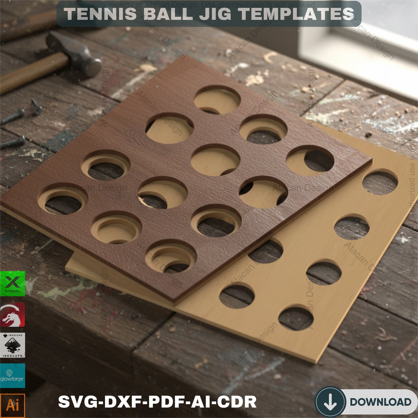 Laser Cut Tennis Ball Engraving Jig - Perfect for UV Painting Projects - Balls Holder 693