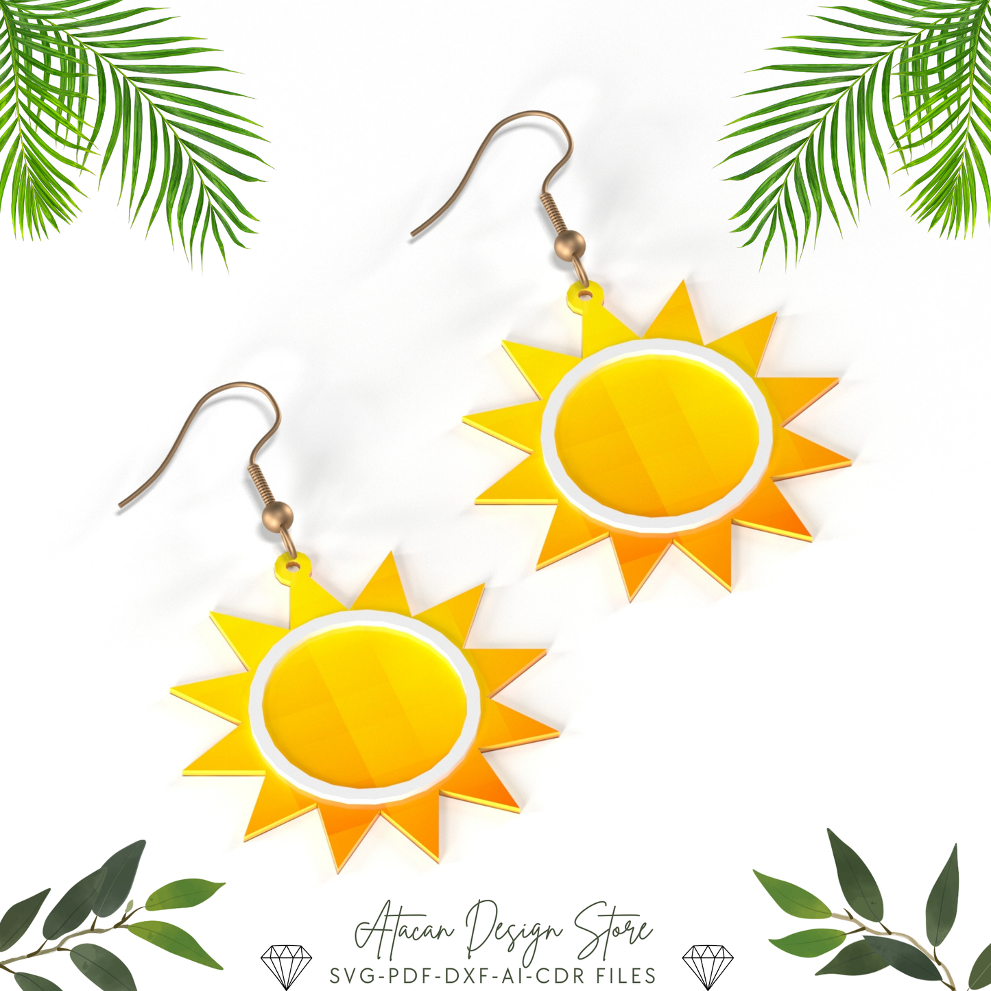 Summer Earring Template Set - 9 Fun Designs Ice Cream , Sports, Baby Feet, Strawberries, Sun, Pineapple, Football - DIY Jewelry Designs 660