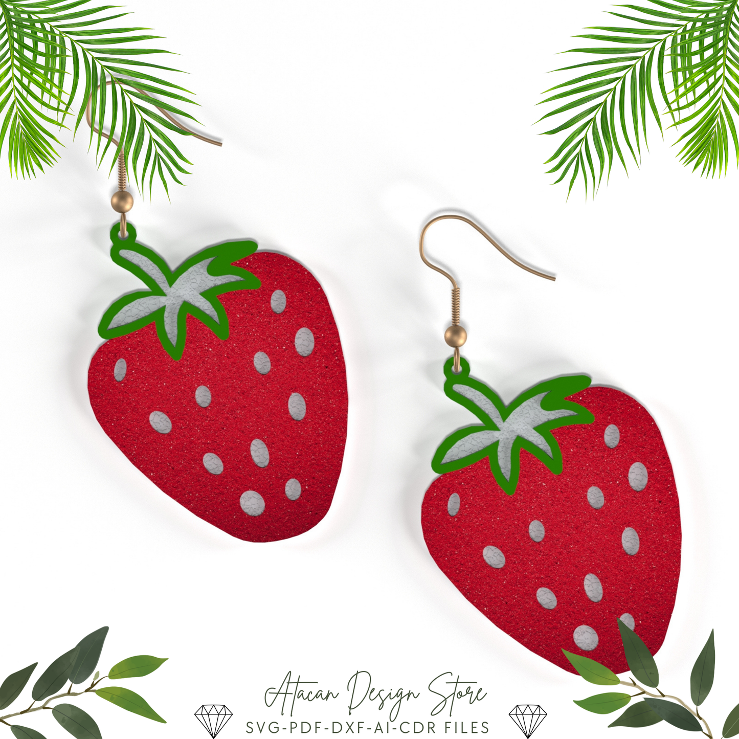 Strawberry, Popsicle, Palm Tree, Tropical Beach,Fun Earrings Bundle - Wine Glass, Heart, Surf Wave Svg Cut Files 662