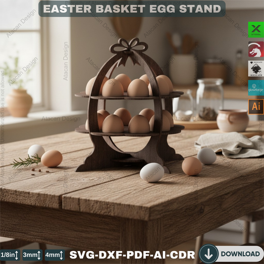 Wooden Easter Egg Display Stand / Easter Basket Design / Egg Holder Laser Cut Files / Easter Box Xtool Glowforge cut files 160