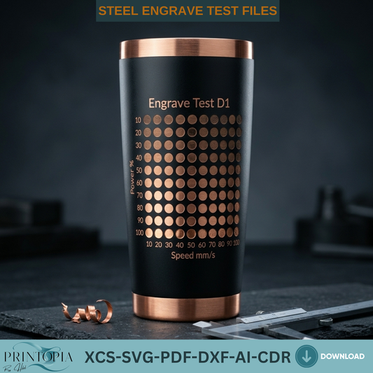Steel Tumbler Laser Engrave Test File Power Speed Matrix SVG Digital