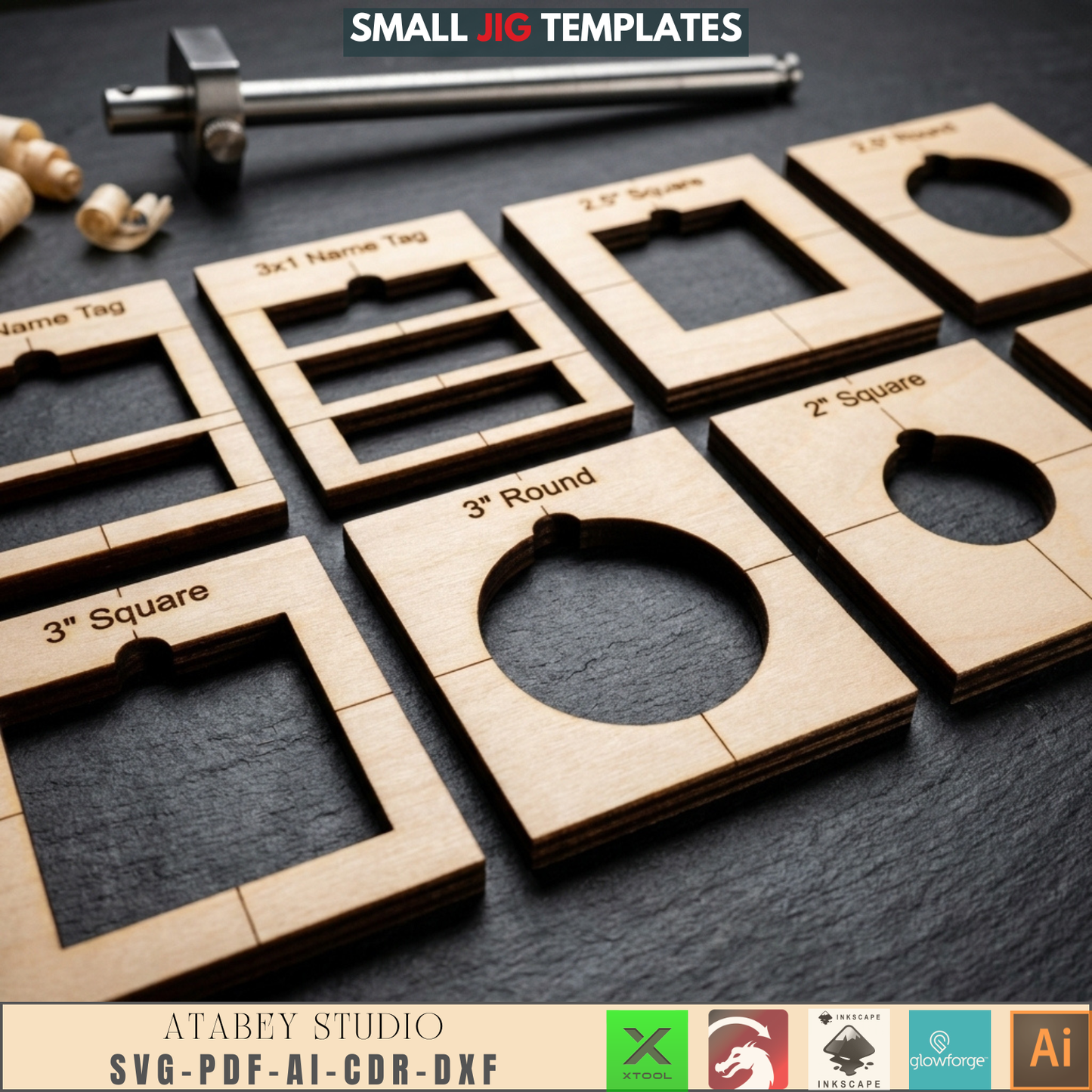 4x4 Inch Wooden Laser Cut Jigs Small Jig Templates for Mini Laser Machines Placement Guide