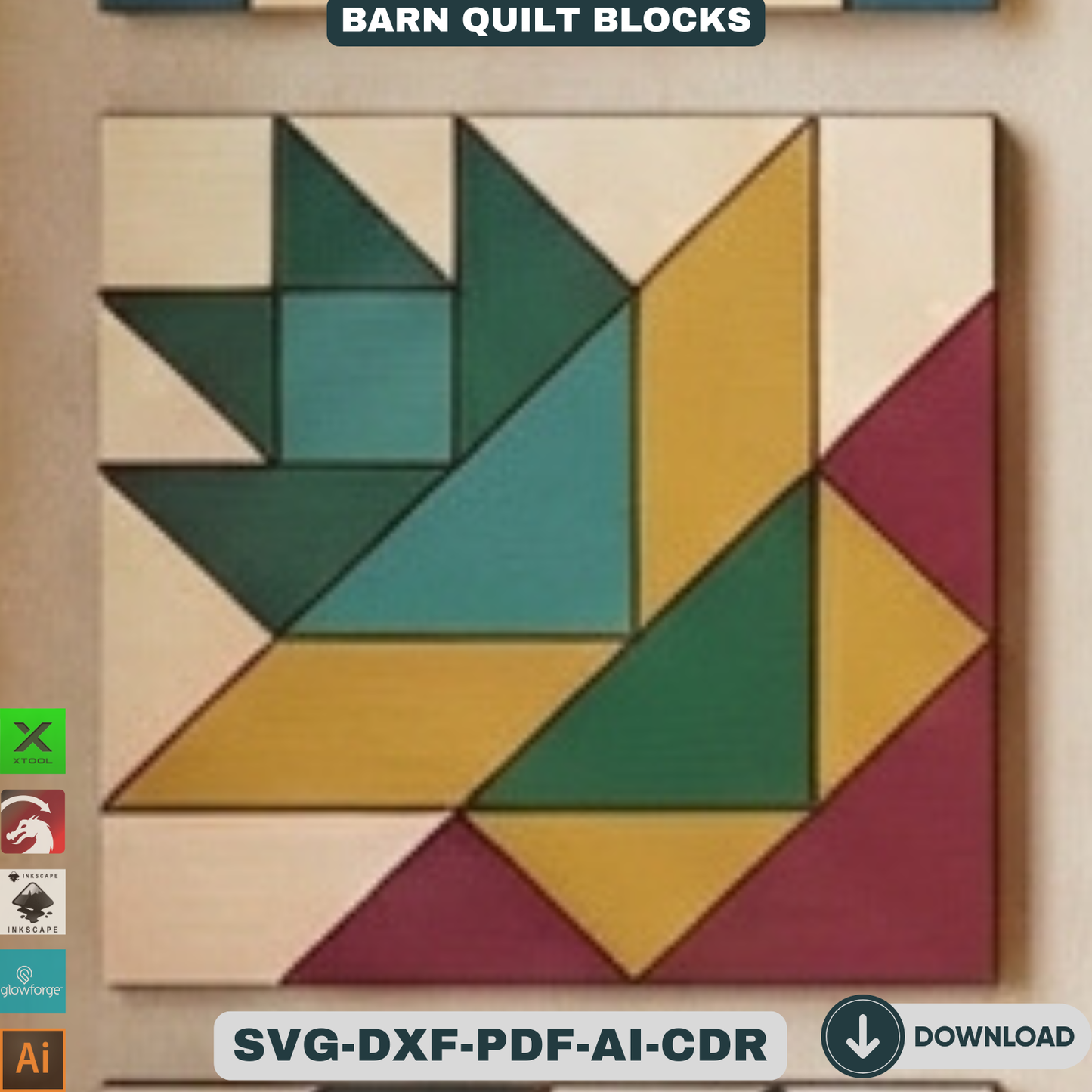 Quilt Block Patterns Laser Cut Template Modern Mosaic Wood Wall Art Farmhouse Decor DIY Patchwork Sign 936