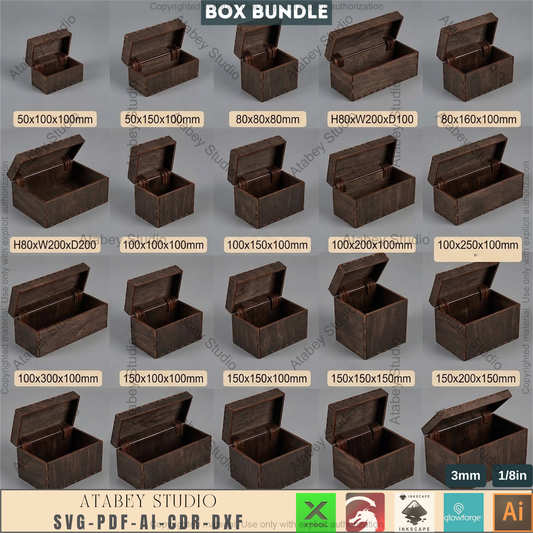 Wooden Keepsake Box Laser Cutting Templates Bundle Living Hinge Storage Organizer 997