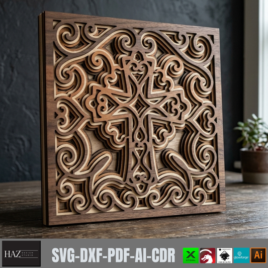 Multi Layer Wood Cross Laser Cutting Plan Christian Home Decor Religious Gift