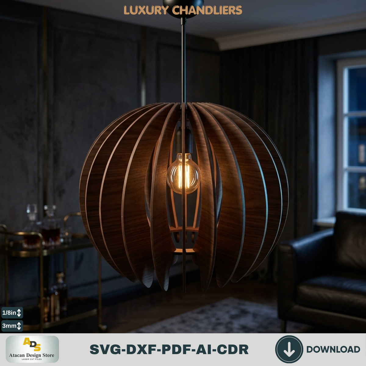 10 Luxury Wood Chandelier Pendant Lamp Laser Cut Templates Plywood Lampshade