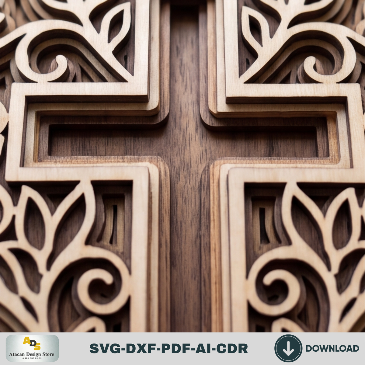 3D Christian Cross Laser Cut Plywood Template, Easter Faith Decor 1000