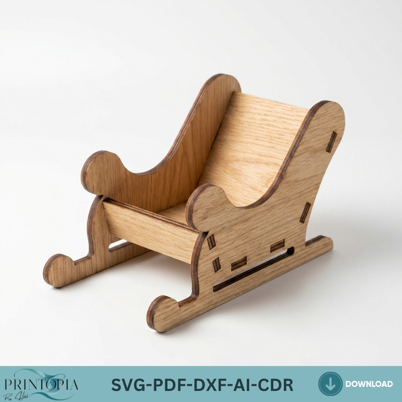 3 Sizes Santa Sleigh Laser Cut File Christmas Candy Dish DIY Wood Tabletop Decor