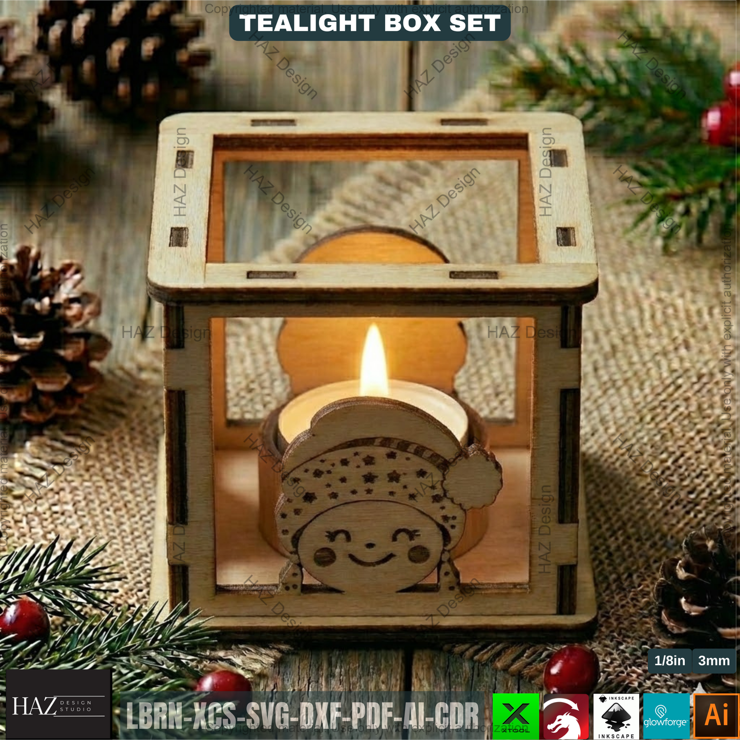 Lantern Laser Cut Plans, Wooden Candle Box Template, Christmas Table Centerpiece, Winter Home Decor 502
