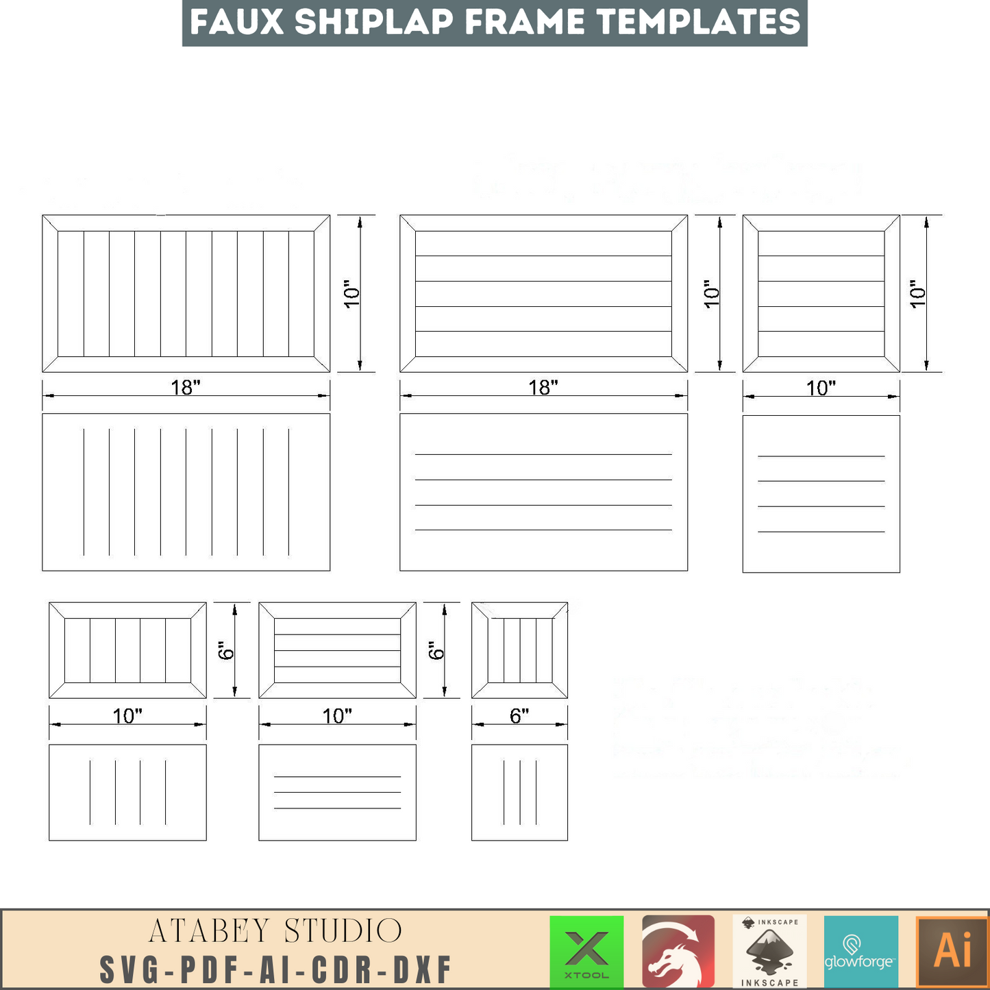 Faux Shiplap Sign Backers, Laser cut files SVG DXF vector plans, glowforge file svg, laser cut template, laser svg, laser cutting files 132