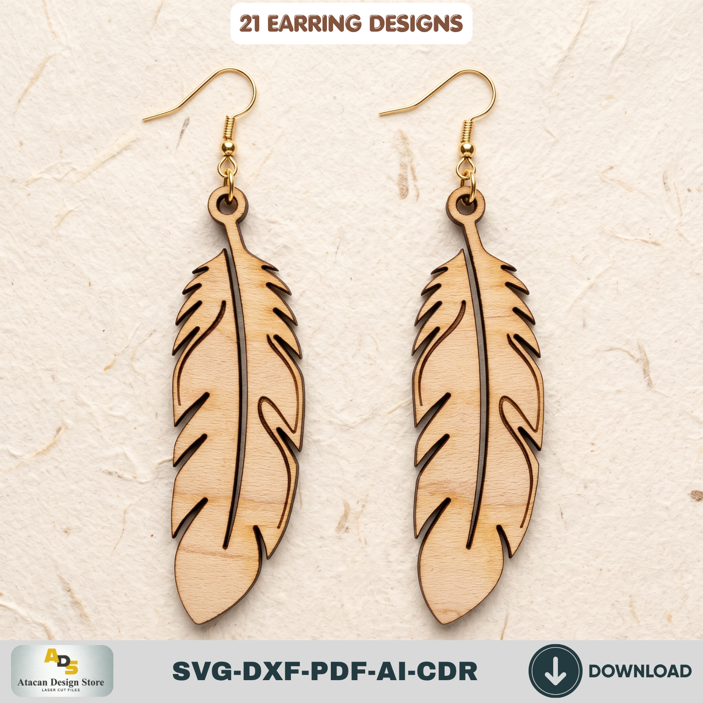 21 Wooden Earring SVG Bundle Laser Cut Jewelry Templates Glowforge DIY Wood Earrings Cutting Files