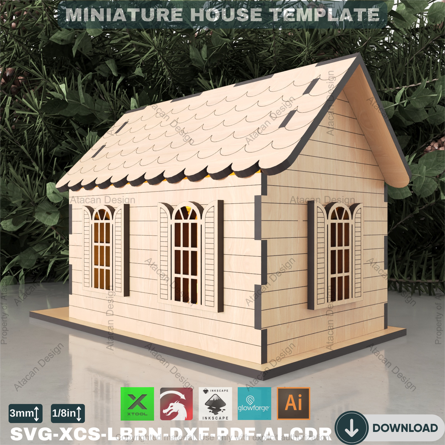 Laser Cut Mini House Plan | Build a Charming Cottage Model | Tealight Luminary Design 884