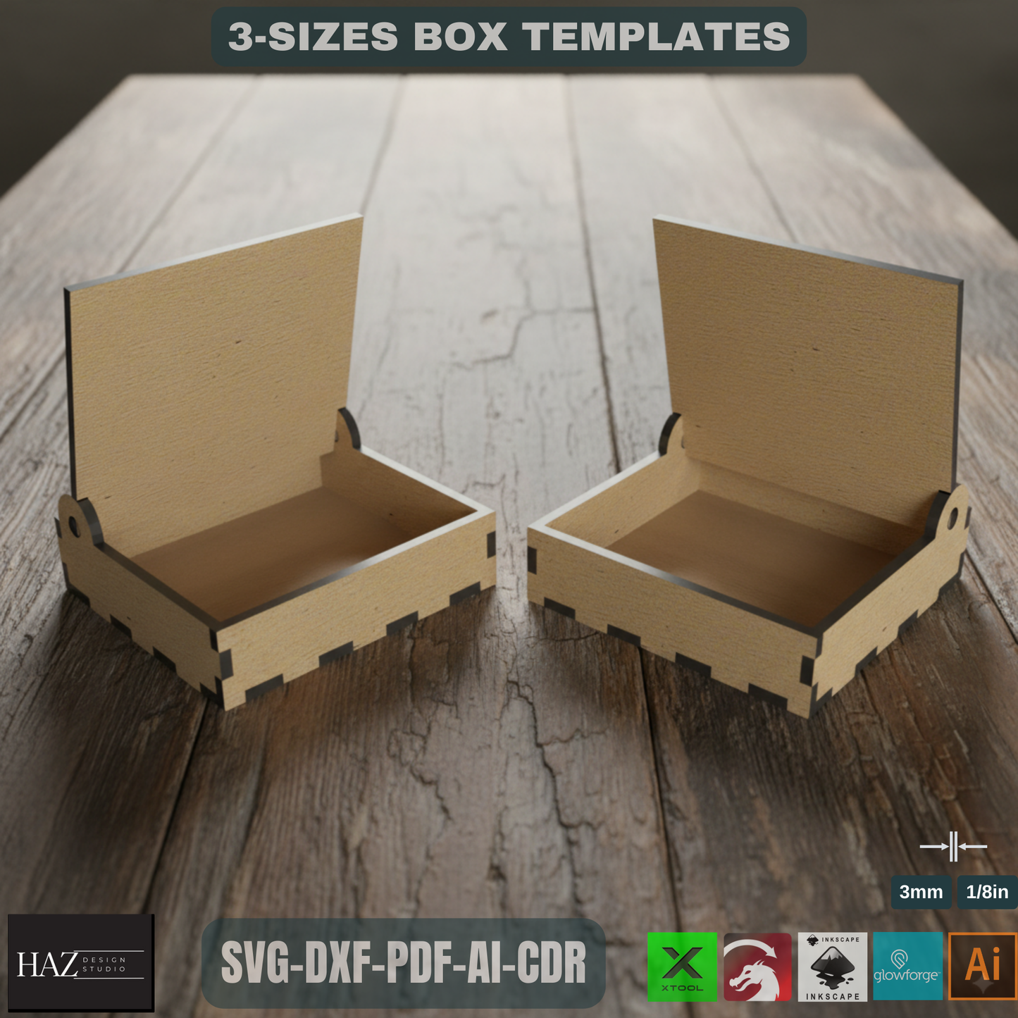 Divided Boxes With Lid - Multipurpose Jewelry and Storage Box - Laser Cut Wooden Box Files - Boxes Grid and Flip Lid SVG DXF Ai Cdr 188
