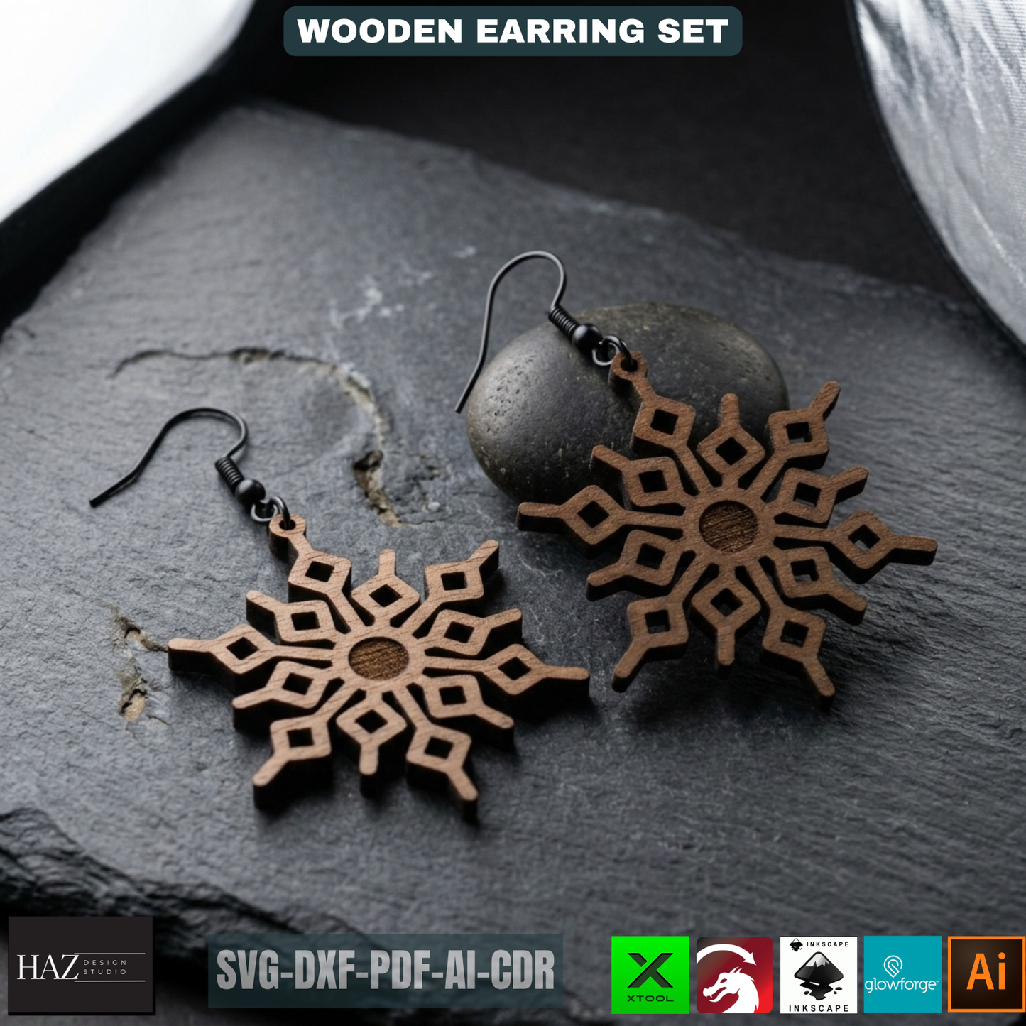 Unique Laser Cut Earring SVG Bundle - Modern Wooden Jewelry Designs - Craft Files for XTool 479