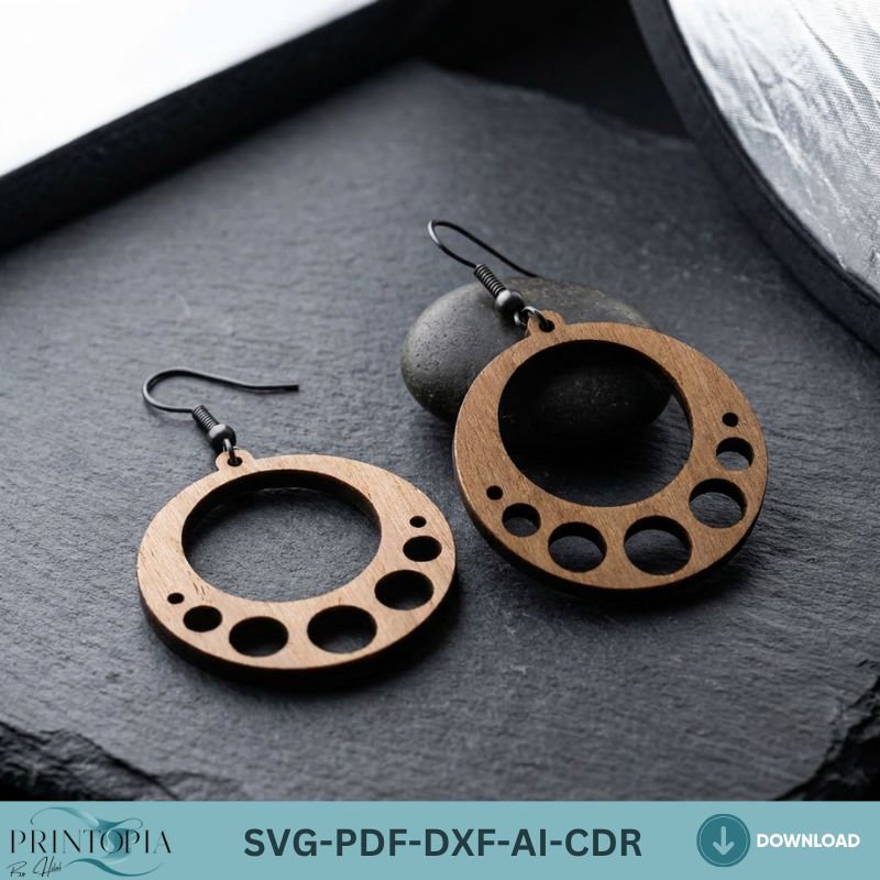 Boho Floral and Geometric Wooden Earring Patterns SVG Bundle Laser Cut Files