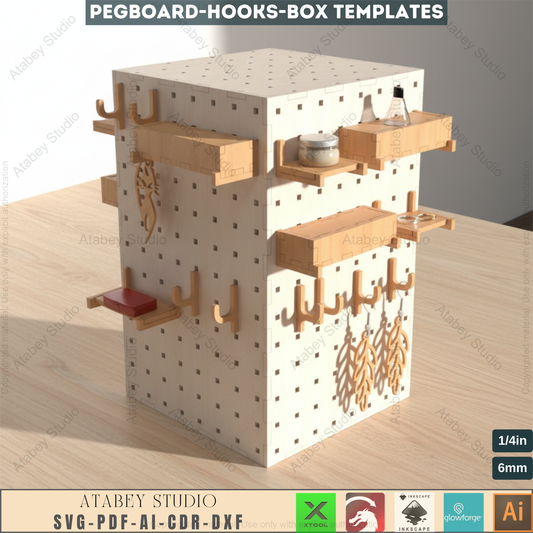 Multi Functional Pegboard Box Earring Display - Jewelry Stand with Hooks and Shelves - Perfect for Home or Shop 682