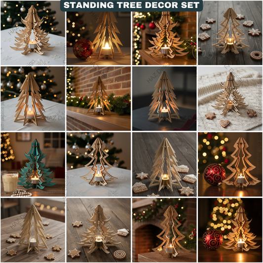 Christmas Tealight Tree Decor, Wooden Snowflake Table Lamp, DIY Laser Cut Holiday Gift, Unique Winter Centerpiece Craft 491