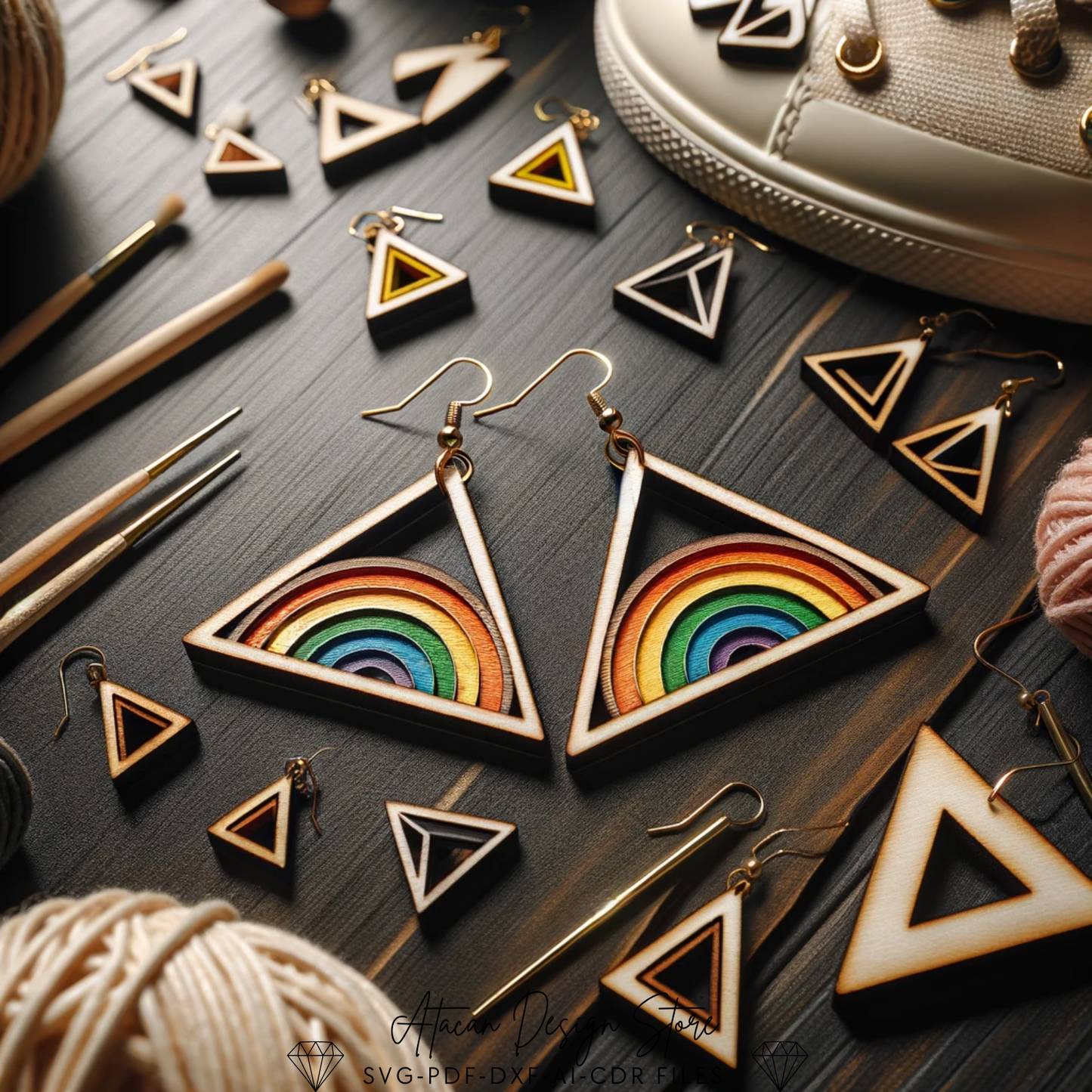 Colorful Rainbow Earrings Design Bundle | DIY Laser Cut Jewelry Patterns for Unique Crafting 682