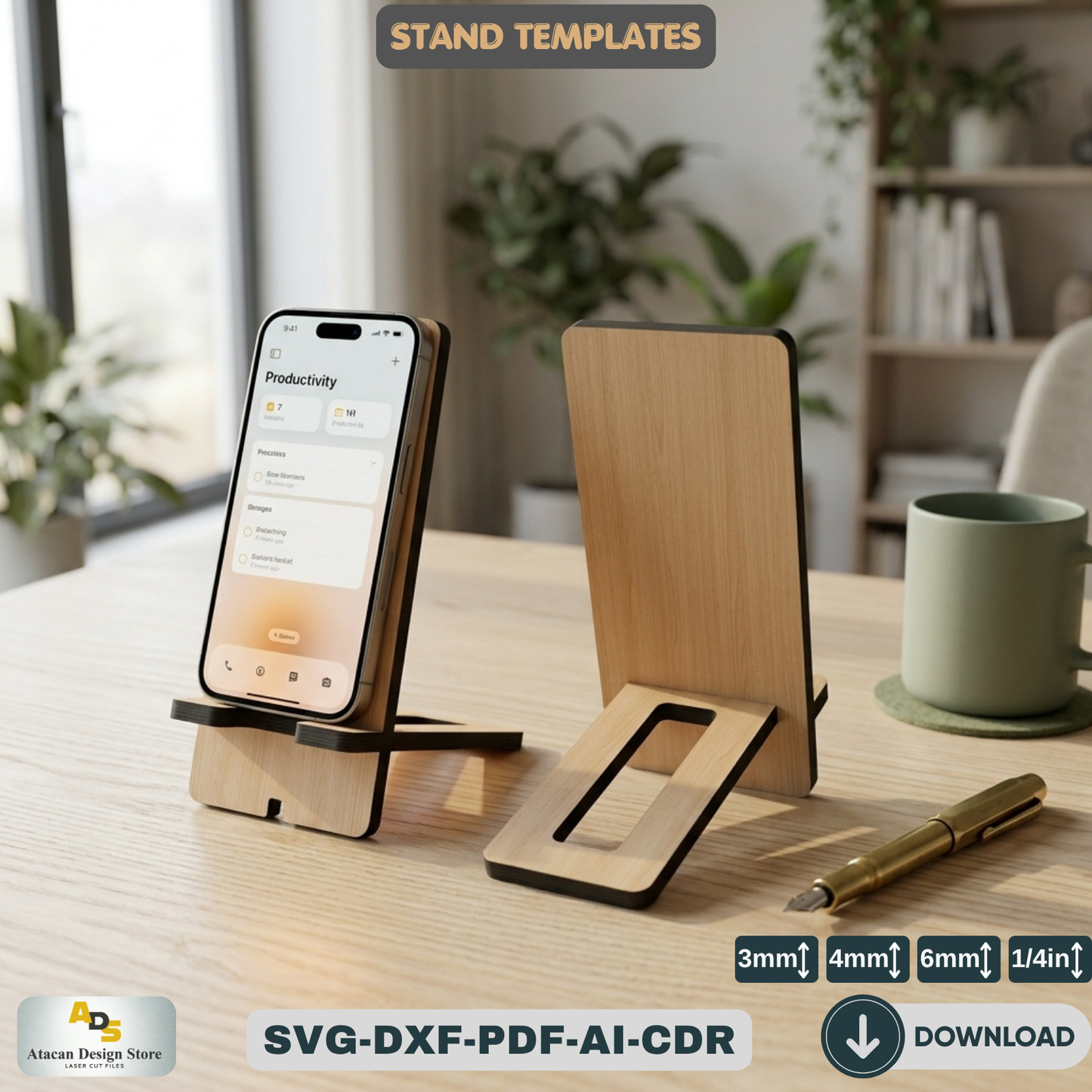 Mobile Phone Stand / Wooden Solid Phone Holder