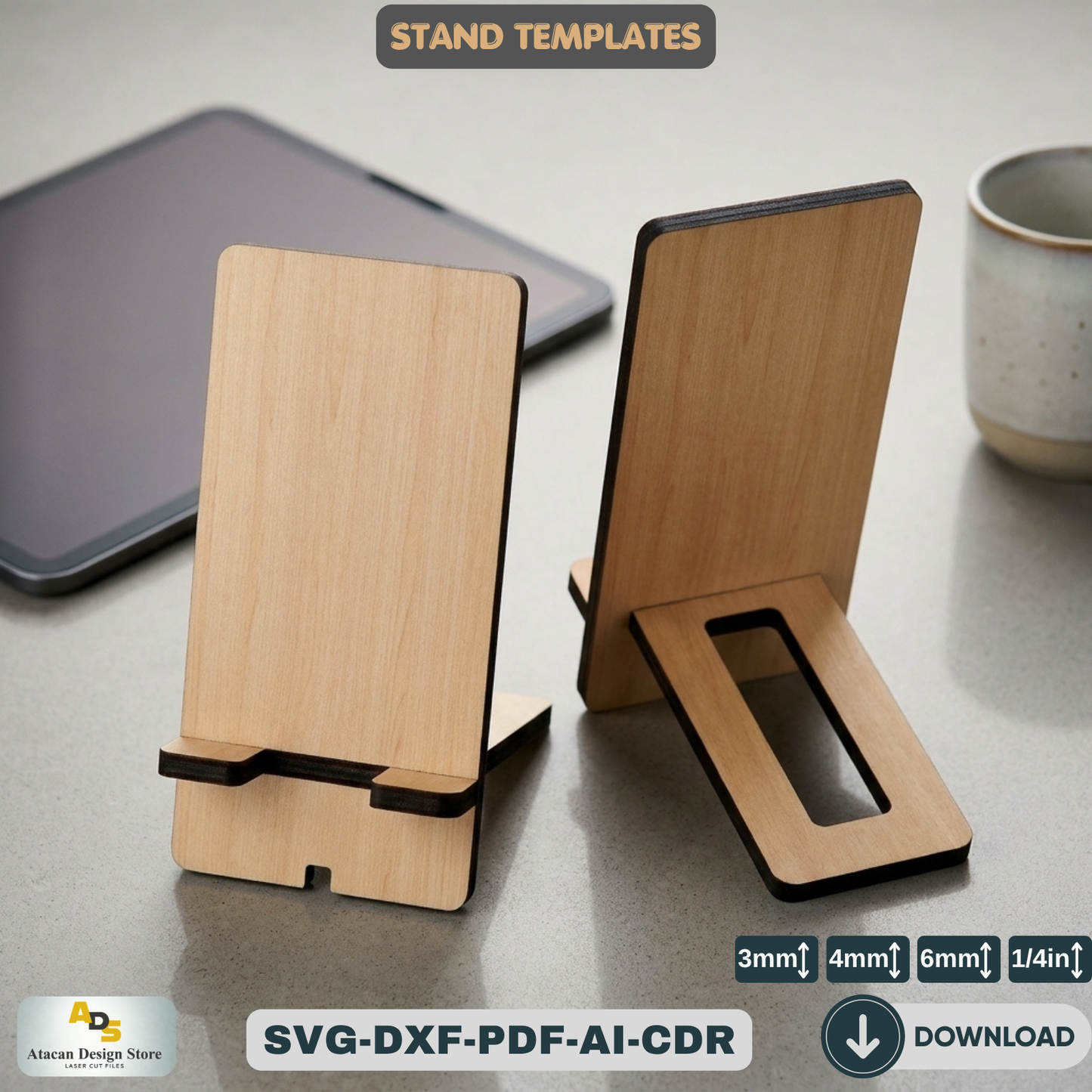 Mobile Phone Stand / Wooden Solid Phone Holder