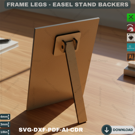 Versatile Easel Stand Backs 8 Sizes / Picture Frame and Art Display Legs / Display Solutions Multiple Sizes  SVG DXF CDR Pdf 400