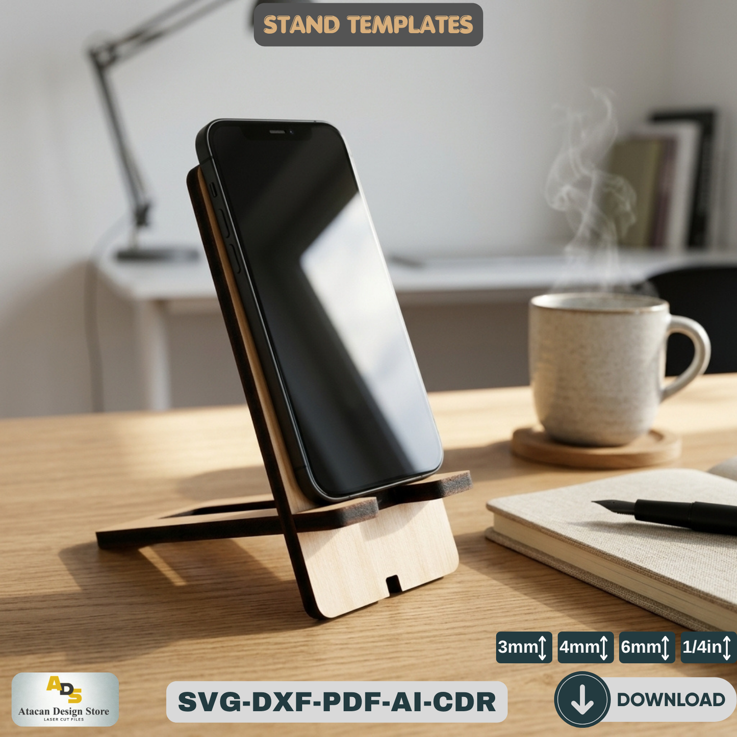 Mobile Phone Stand / Wooden Solid Phone Holder