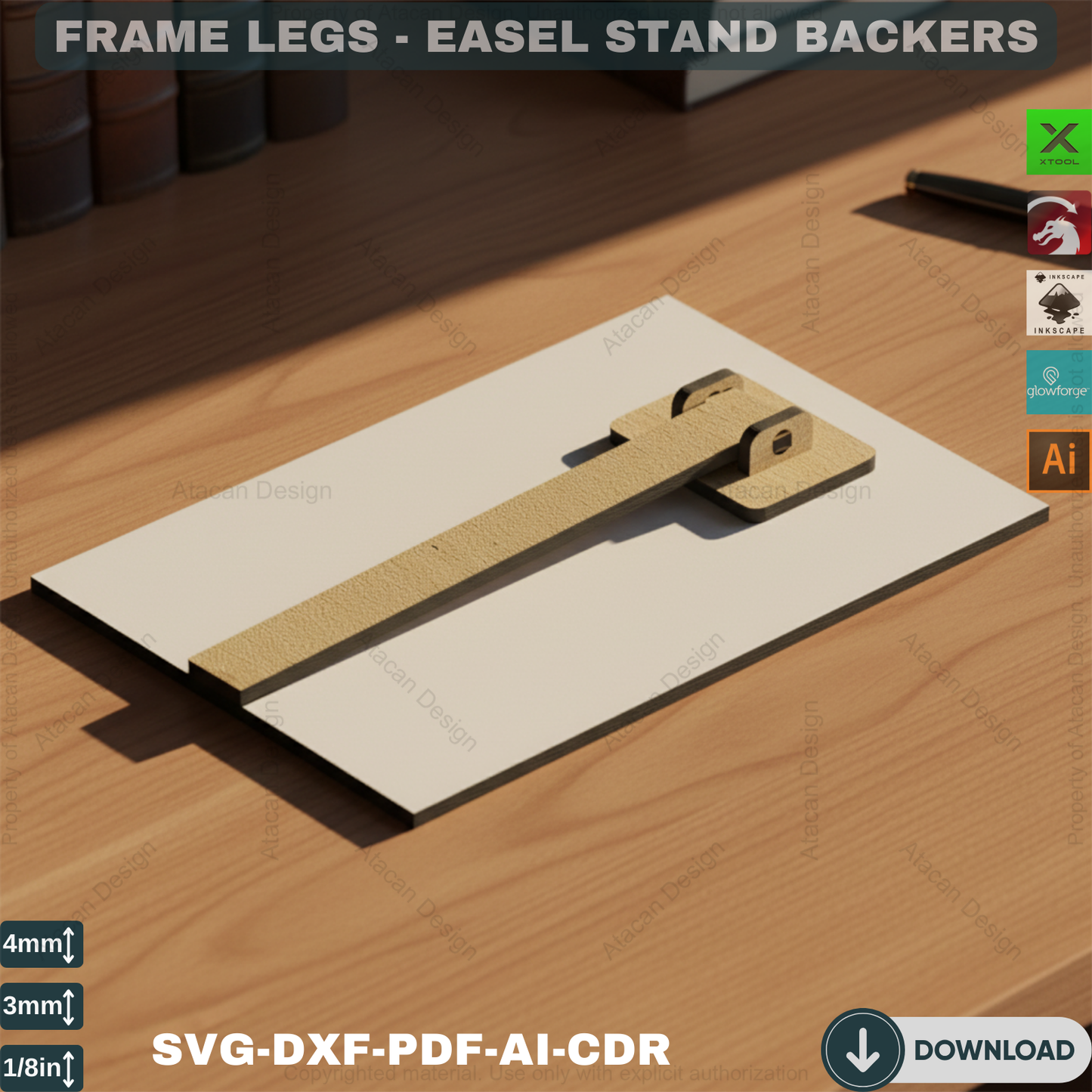 Versatile Easel Stand Backs 8 Sizes / Picture Frame and Art Display Legs / Display Solutions Multiple Sizes  SVG DXF CDR Pdf 400