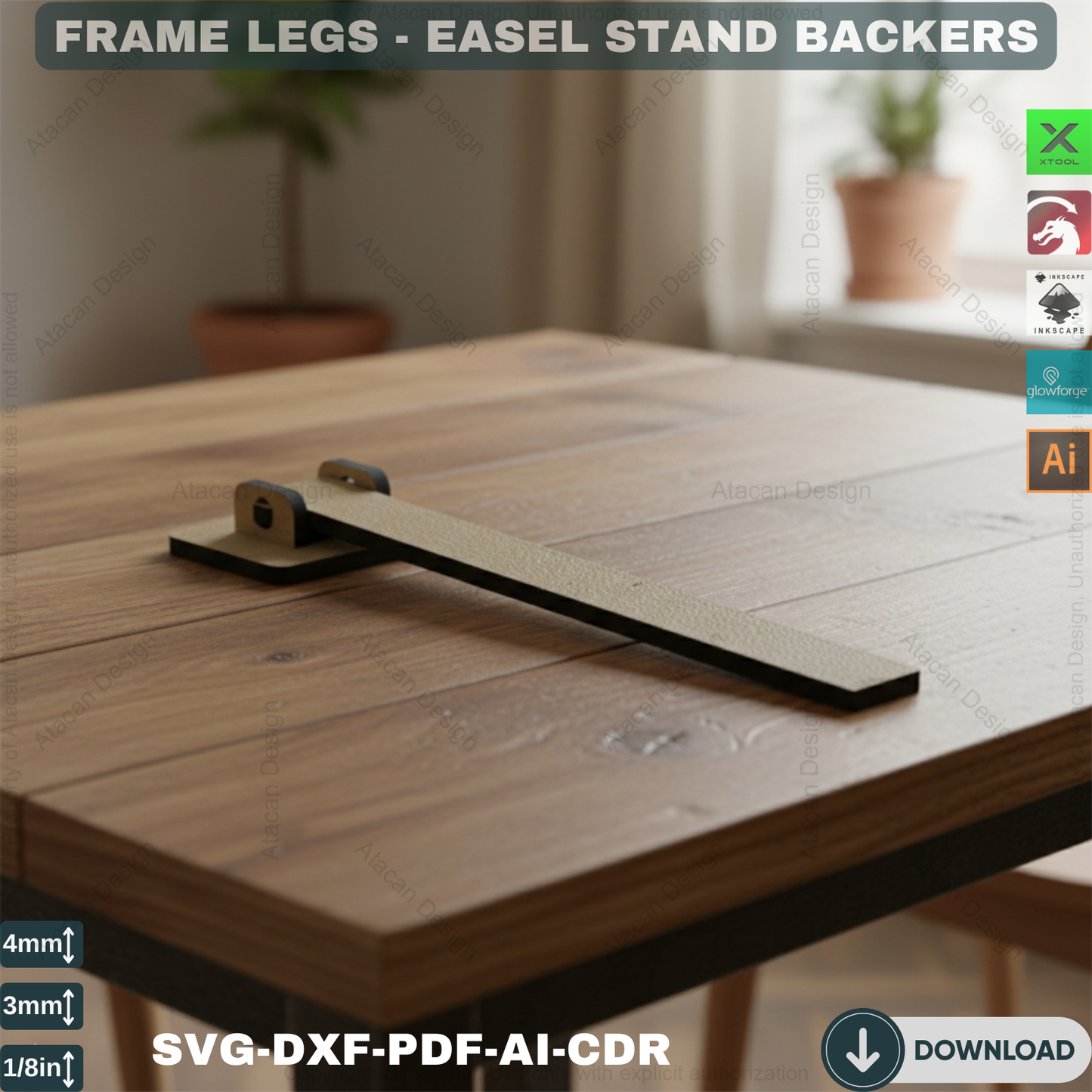 Versatile Easel Stand Backs 8 Sizes / Picture Frame and Art Display Legs / Display Solutions Multiple Sizes  SVG DXF CDR Pdf 400