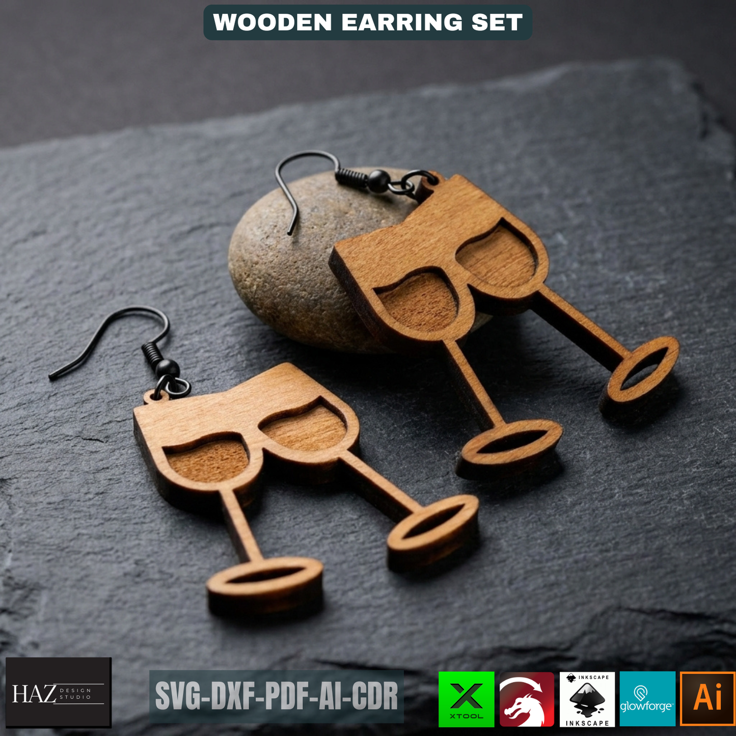 Unique Laser Cut Earring SVG Bundle - Modern Wooden Jewelry Designs - Craft Files for XTool 479
