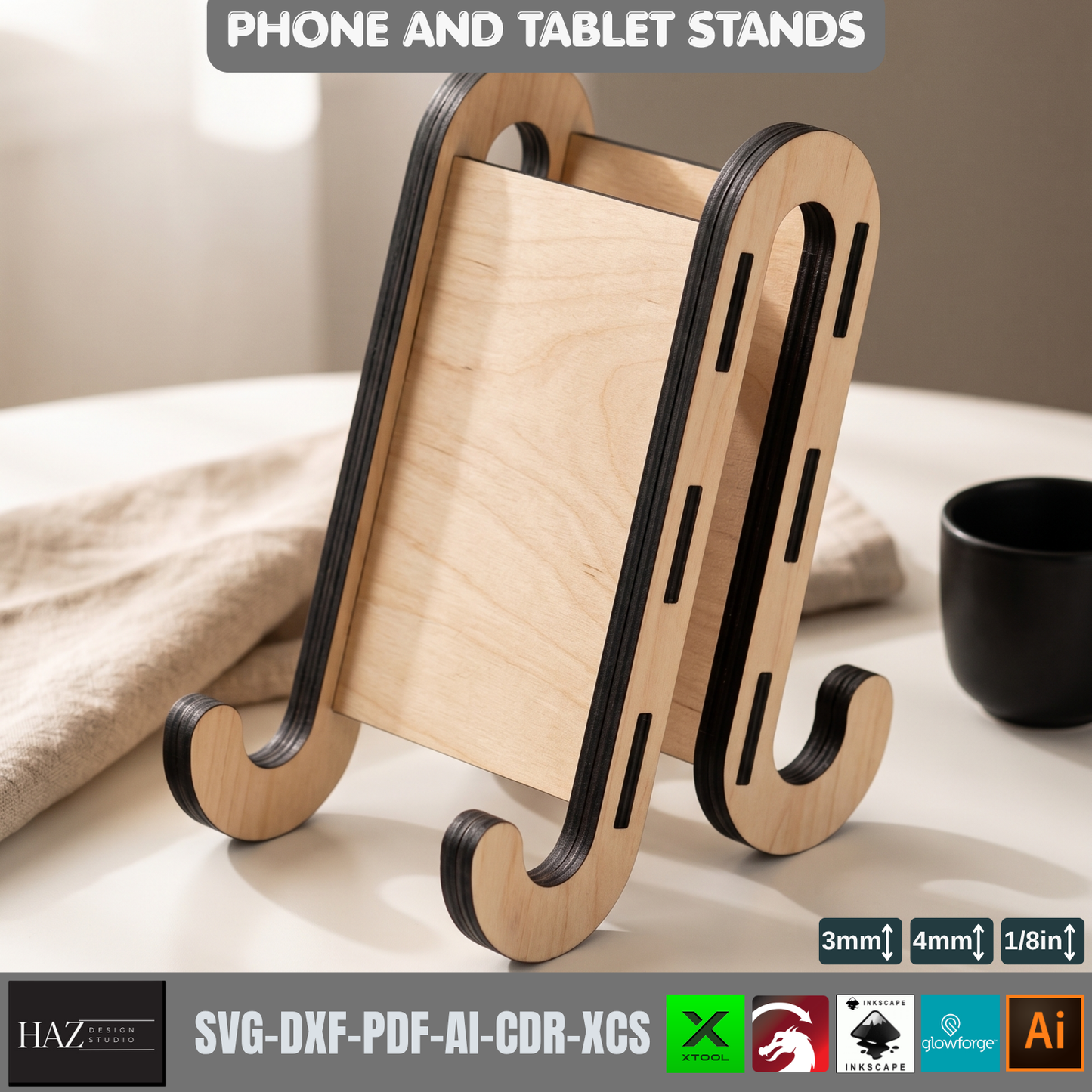 Phone Display Stand SVG, Tablet Holder, DIY Frame Holder Design, Laser Cut Template,