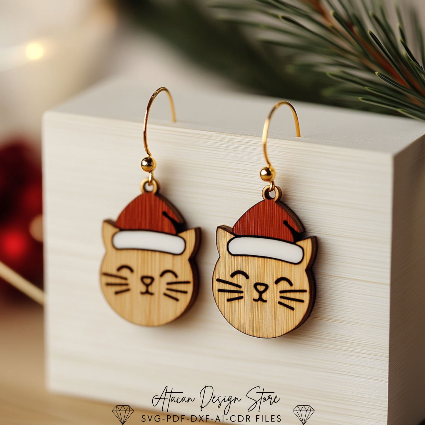 Christmas Pet & Holiday Icon Earrings Bundle - Cute Laser Cut Cat, Dog, Reindeer, Santa Designs 715