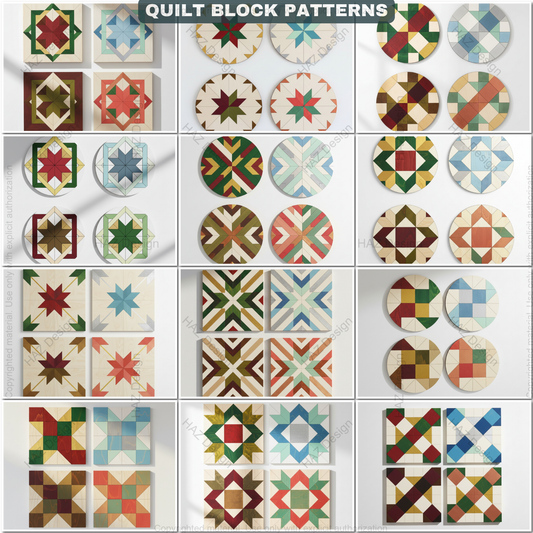 Intricate Geometric Quilt Block Patterns, Digital Download for Laser Cutting, Barn Quilt DIY Project Files, Modern Mosaic Art 489