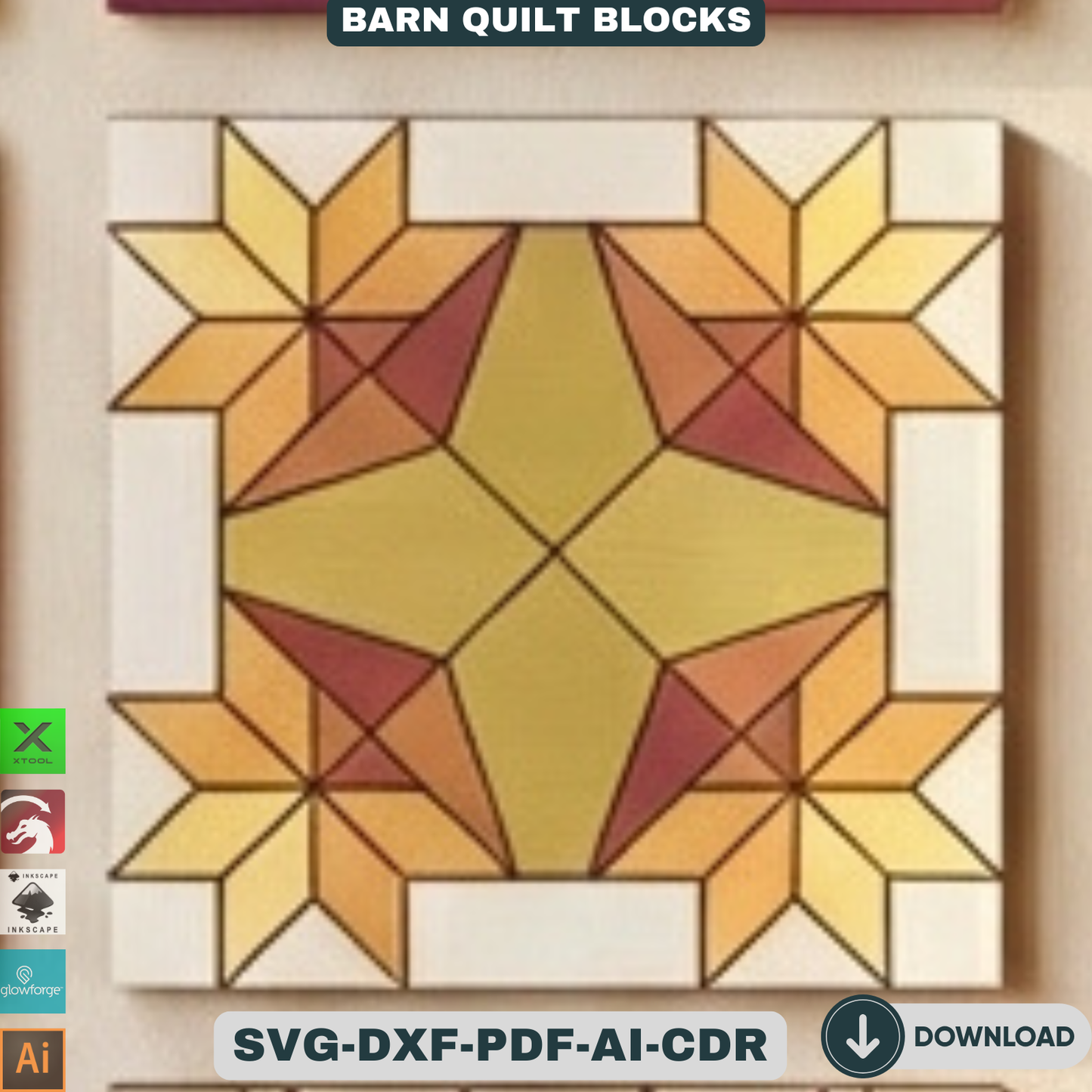 Quilt Block Patterns Laser Cut Template Modern Mosaic Wood Wall Art Farmhouse Decor DIY Patchwork Sign 936