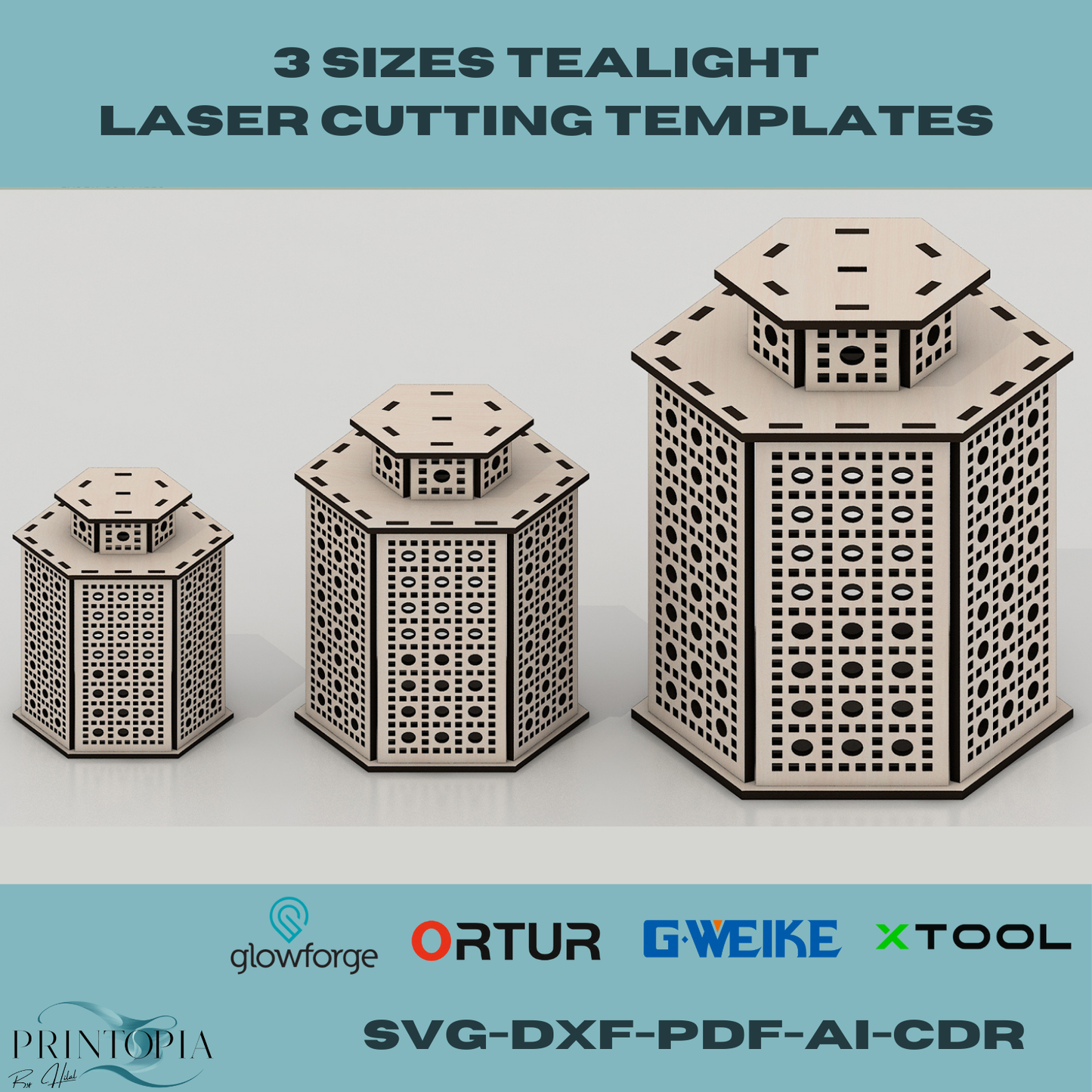 Laser Cut Tealight Holder Templates in 3 Sizes - Unique Candle Lantern Design 153