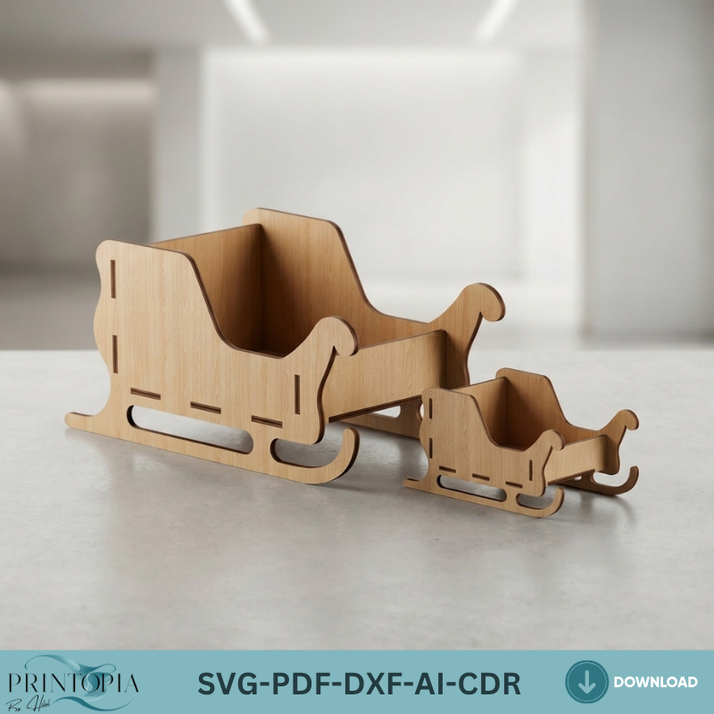 Santa Sleigh Christmas Decor Wood Sleighs Template Holiday Table Centerpiece DIY Xmas Decoration 023