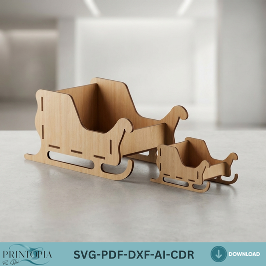 Santa Sleigh Christmas Decor Wood Sleighs Template Holiday Table Centerpiece DIY Xmas Decoration 023