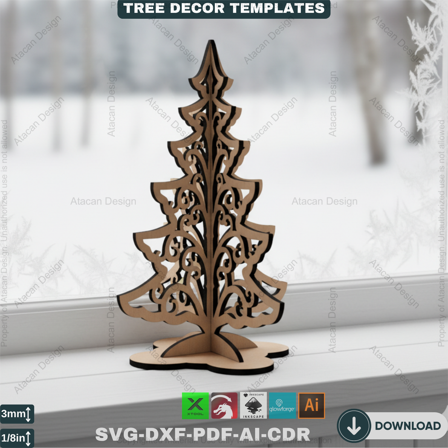 DIY Wooden Xmas Tree Patterns - Laser Cut Files for Creating Festive Holiday Decor 543