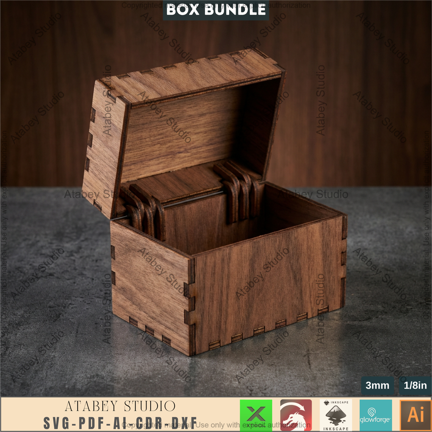 Wooden Keepsake Box Laser Cutting Templates Bundle Living Hinge Storage Organizer 997